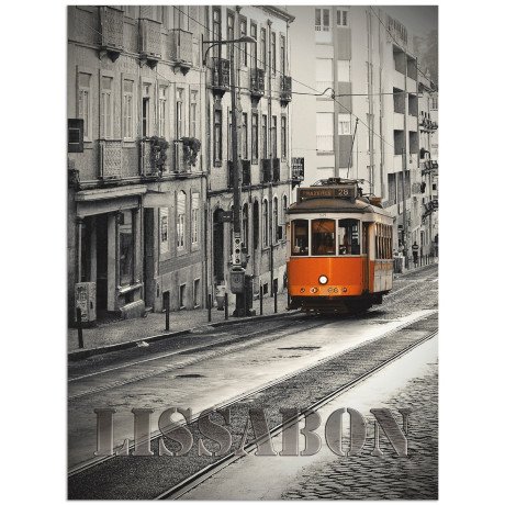 Artland Aluminium dibond print Lissabon - lijn 28 geschikt voor binnen en buiten, buitenafbeelding