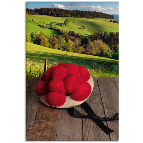 Artland Artprint Bollenhut uit het Zwarte Woud op een houten tafel als artprint van aluminium, artprint voor buiten, artprint op linnen in verschillende maten