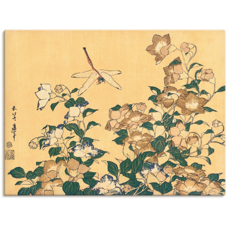Artland Artprint Chinese Campanula en libelle als artprint op linnen, poster in verschillende formaten maten