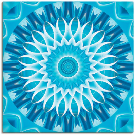 Artland Artprint Mandala blauw bloem als artprint op linnen in verschillende maten