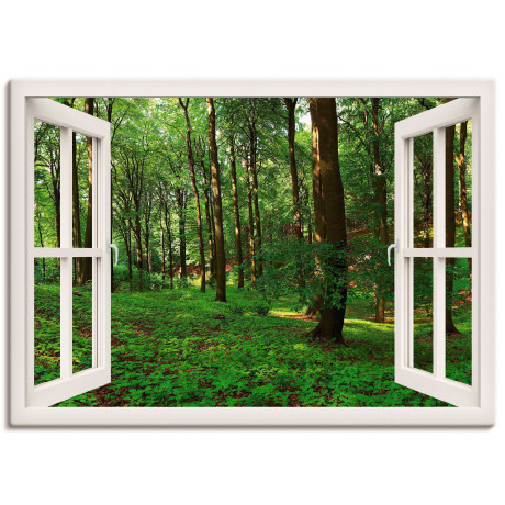 Artland Artprint op linnen Panorama zomerbos, wit gespannen op een spieraam
