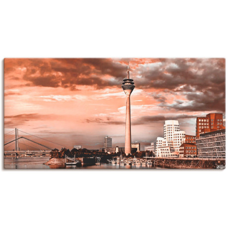 Artland Artprint op linnen Düsseldorf skyline III gespannen op een spieraam