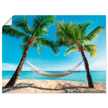 Artland Artprint Palmenstrand Caribic met hangmat als artprint op linnen, poster, muursticker in verschillende maten