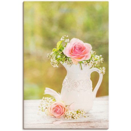 Artland Artprint Vintage rozen in vaas als artprint van aluminium, artprint voor buiten, artprint op linnen, poster in verschillende maten. maten