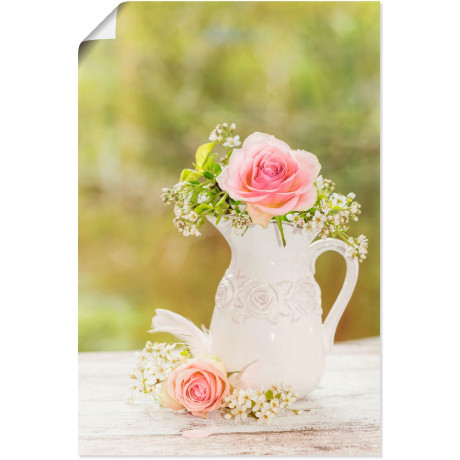 Artland Artprint Vintage rozen in vaas als artprint van aluminium, artprint voor buiten, artprint op linnen, poster in verschillende maten. maten