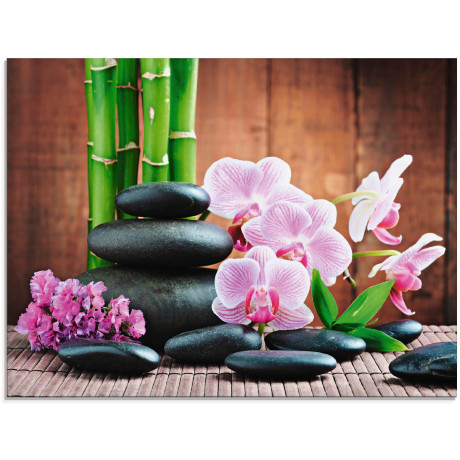 Artland Print op glas Spa concept zen stenen orchideeën