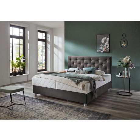 ATLANTIC home collection Boxspring CELIA in hoogwaardige fluweellook met pocketveringsmatras, bedkist en strassteentjes