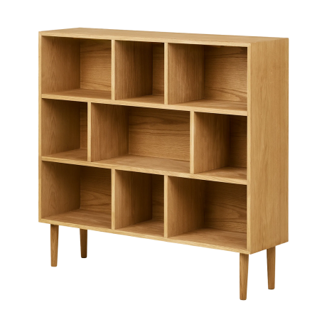 August eikenhouten boekenkast naturel - 112 x 105 cm