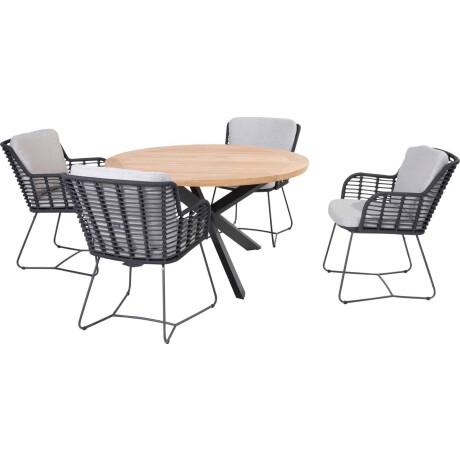 4 Seasons Outdoor Tuinset Fabrice Antraciet Prado Teak-Anthracite 130 cm