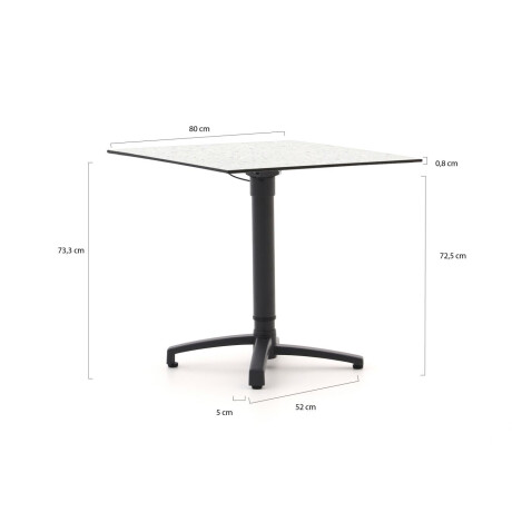 Bellagio Canzo klaptafel 80x80x73/109cm verstelbaar - Laagste prijsgarantie!