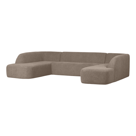 BePureHome Lounge U-Bank 'Sloping' Chenille, kleur Lichtbruin