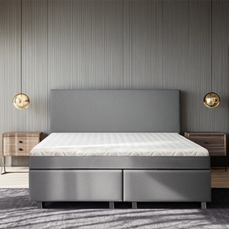 2-Persoons Boxspring Julia Relax - Grijs - Grijs 160x220 Cm - Pocketvering - Inclusief Topper - Dekbed-Discounter.nl