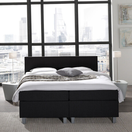 1-Persoons Boxspring Julia Royal Comfort - Zwart - Zwart 90x210 Cm - Pocketvering - Inclusief Topper - Dekbed-Discounter.nl