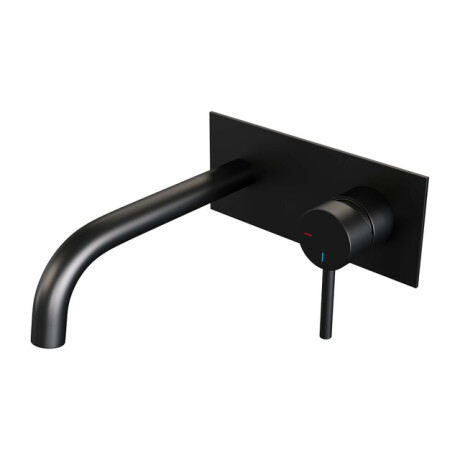 Brauer Black Edition Wastafelmengkraan inbouw - gebogen uitloop links - hendel lang smal - afdekplaat - model A 1 - mat zwart 5-S-004-B2