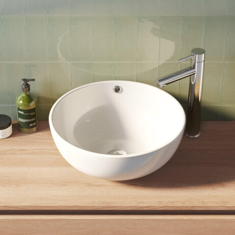 BRAUER Sky waskom - 43 - rond - met overloop keramiek - hoogglans wit WK-SK43ROHW