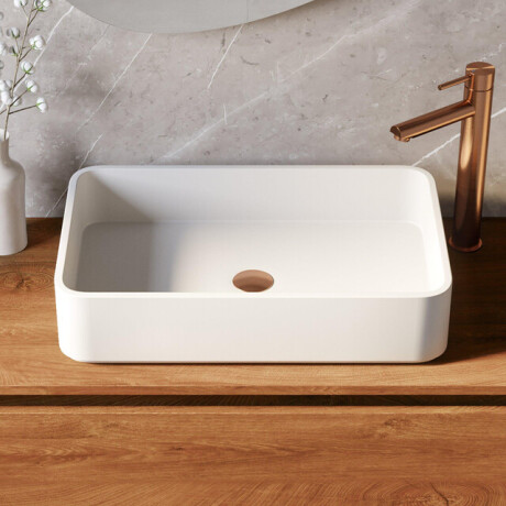 BRAUER Vortex waskom - 58 rechthoekig afgerond fine stone mat wit WK-VX58RAMW