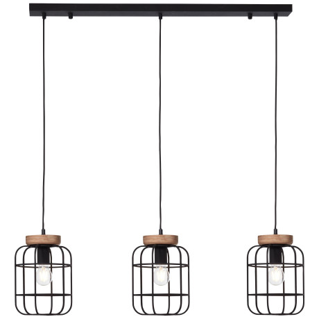 Brilliant Leuchten Hanglamp Gwen 142 cm hoogte, 100 cm breedte, 3x e27, antiek hout/zwart korund (1 stuk)