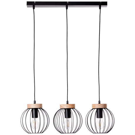 Brilliant Leuchten Hanglamp Sorana Hanglamp 3 fittingen zwart/houtkleur (1 stuk)