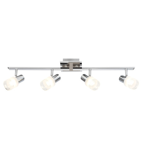 Brilliant Leuchten LED plafondspot Lea Ledspotrail 4 fittingen ijzer/chroom/wit, E14 max. 4W, draaibaar, zilver