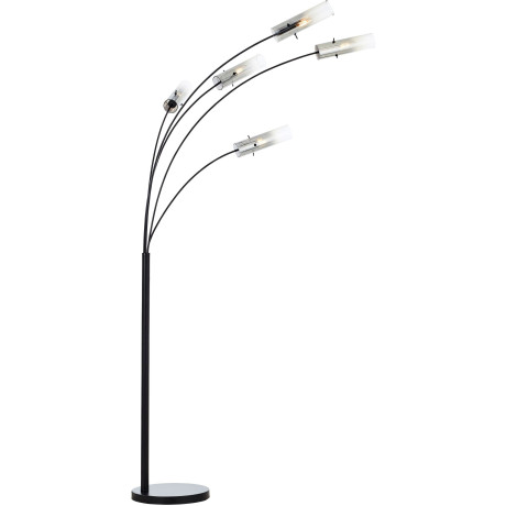 Brilliant Leuchten Staande lamp Glasini 200 x 30 x 73 cm, 5 x e14, metaal/rookglas, mat zwart (1 stuk)