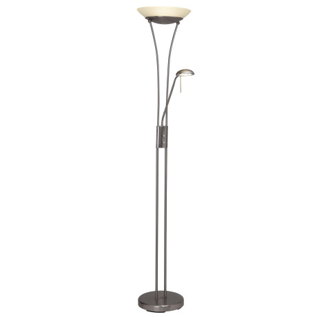 Brilliant Leuchten Staande ledlamp met uplight Finn Leesarm, H 179 cm, dimbaar, 2500 lm, warmwit, metaal/glas, ijzer/wit