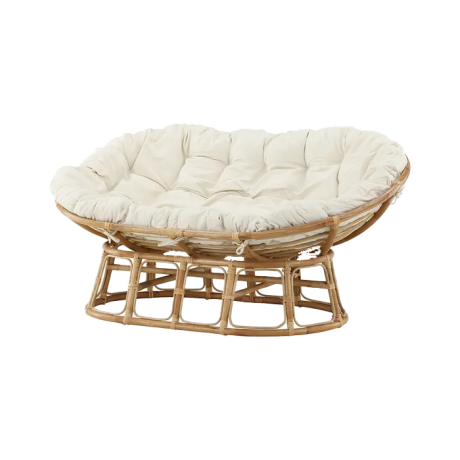 Carina rotan loungestoel gebroken wit - met zitkussen