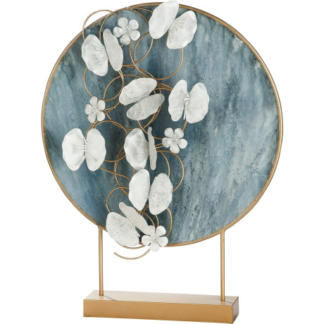 Casablanca by Gilde Decoratief figuur Decoratief object Blossoms, blauw/goud Decoratief object, van metaal, hoogte 65 cm, glas met bloemen, woonkamer (1 stuk)