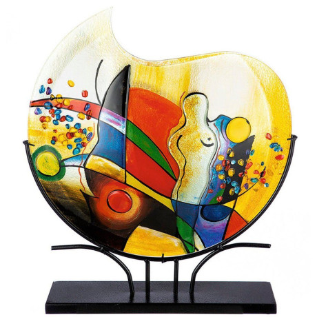 Casablanca by Gilde Tafelvaas Silhouette, decoratieve vaas van glas, met zwarte metalen voet, hoogte ca. 53 cm (1 stuk)