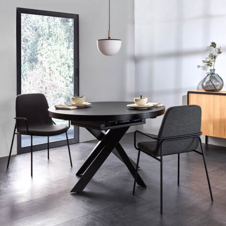 Kave Home Uitschuifbare Ronde Eettafel 'Vashti' 120-160 x 120cm, kleur zwart