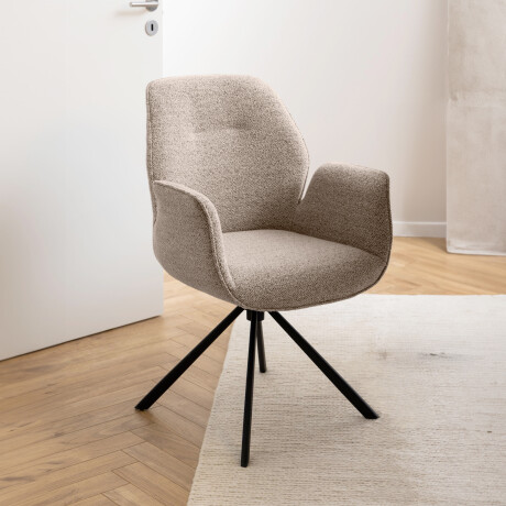 Bendt Draaibare Eetkamerstoel 'Chandler' Bouclé met armleuning, kleur Beige