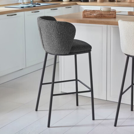 Kave Home Barstoel 'Ciselia' Chenille (zithoogte 65cm), kleur donkergrijs