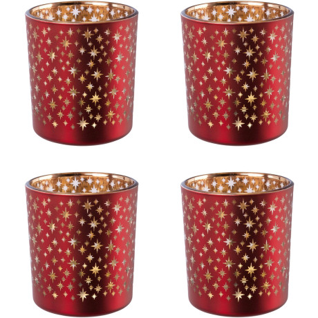 Creativ deco Waxinelichthouder Kerst versiering met gouden binnenkant (4 stuks)