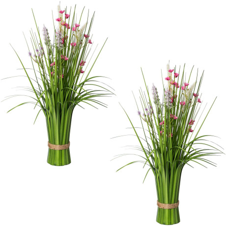 Creativ green Kunstgras Staande grasstruik met bloemen