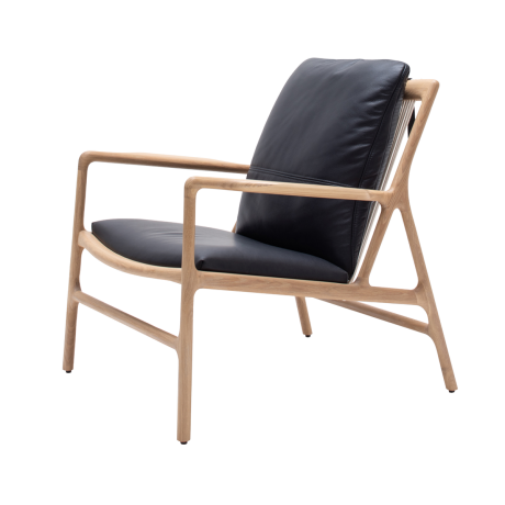 Dedo easy chair whitewash - dakar leather black zitting