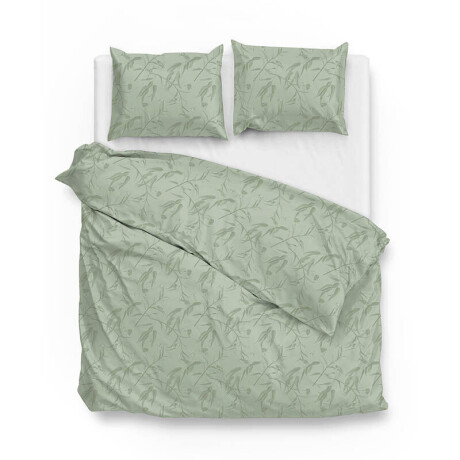 Dekbedovertrek Katoen-Satijn - Fiora Di Satinado - Foam Green - Tweepersoons (200x200 Cm) - Groen Katoen-satijn - Natuur - Zo!Home - Dekbed-Discounter.nl