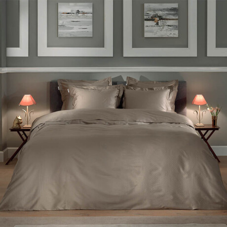 Dekbedovertrek Punto Katoen-Satijn - Taupe - Tweepersoons (200x200 Cm) - Taupe Katoen-satijn - Stippen - Heckett Lane - Dekbed-Discounter.nl