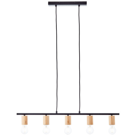 Brilliant Leuchten Hanglamp KERRY 113 x 80 x 5 cm, 5 x e27, inkortbaar, metaal/bamboe, zwart/natuur (1 stuk)