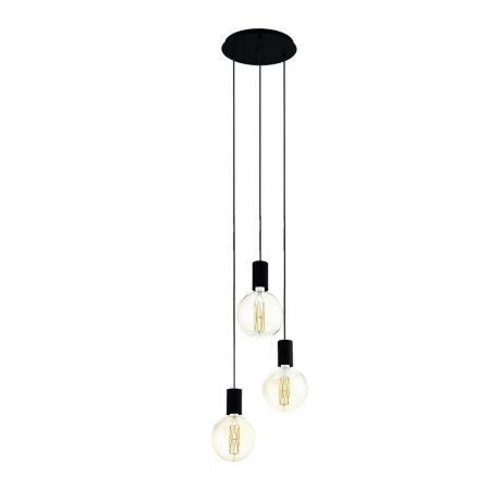 EGLO Hanglamp POZUETA Vintage hanglamp van staal in zwart, eettafellamp, E27, Ø 34 cm (1 stuk)