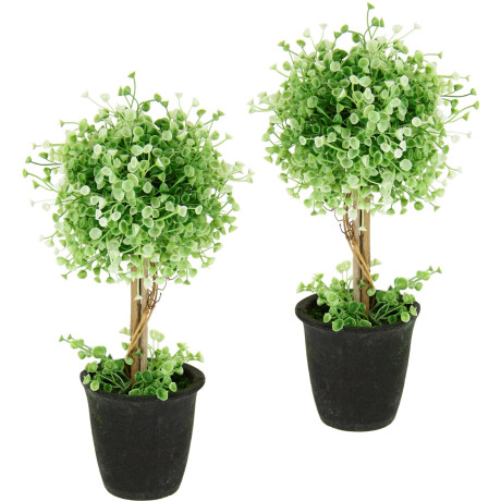 I.GE.A. Kunstboom Buxusbolboompje in een plastic pot(2 stuks)