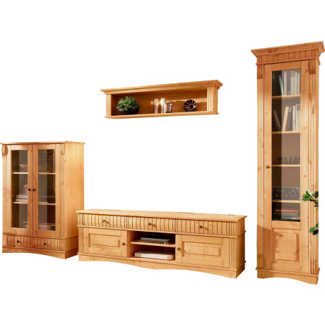 Home affaire Wandmeubel Teresa bestaand uit 1 vitrinekast klein, 1 vitrinekast groot, 1 tv-meubel (set, 3-delig)