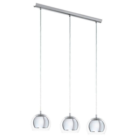 EGLO Hanglamp ROCAMAR Hanglamp, metaal in chroom en glas in helder, eettafel lamp, E27 (1 stuk)