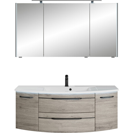 Saphir Badmeubelset Serie 7045 2-delig, mineraalmarmeren wastafel met led-spiegelkast (set, 2 stuks)