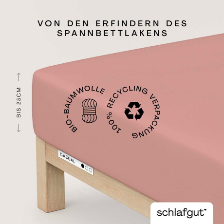 Schlafgut Hoeslaken CASUAL o.a. in maat 90x200, 140x200 of 180x200 cm, 100% biologisch katoen Dekbedovertrek voor matrassen tot 25 cm hoogte, betrouwbaar, duurzaam, zacht (1 stuk)
