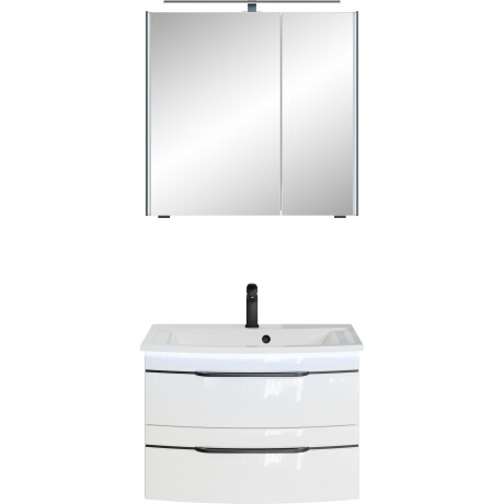 Saphir Badmeubelset Serie 7045 2-delig, mineraalmarmeren wastafel met led-spiegelkast (set, 2 stuks)