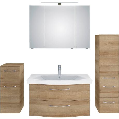 Saphir Badkamerserie 6005 sprint 4-delig, keramiek-wastafelonderkast met led-spiegelkast (5-delig)