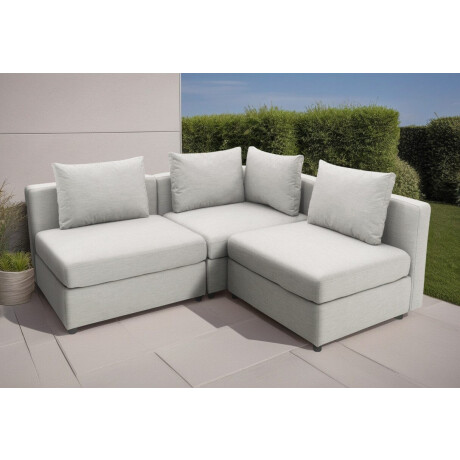 DOMO collection Hoekbank Solskin, individueel uitbreidbaar/combineerbaar L-vorm met losse kussens. rug- en zijpanelen als steeksysteem.