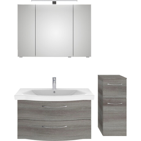 Saphir Badkamerserie 6005 sprint 3-delig, keramiek-wastafelonderkast met led-spiegelkast Onderkast, inclusief deurdemper, 4 deuren, 3 laden, badkameraccessoireset (4-delig)