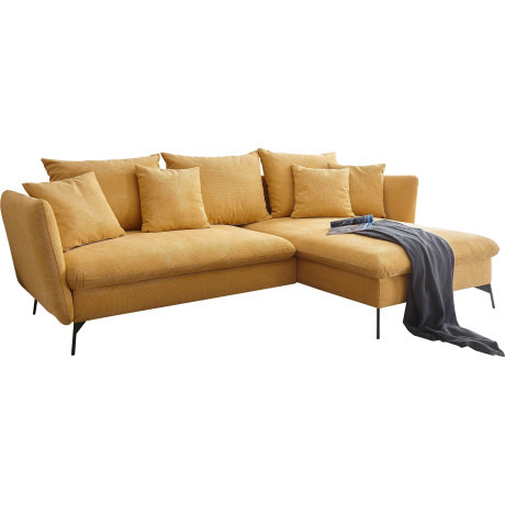 andas Hoekbank LIVORNO,258 cm, L-model, Slaapfunctie en bedlade (139/224 cm), fluweel, structuur, geweven stof