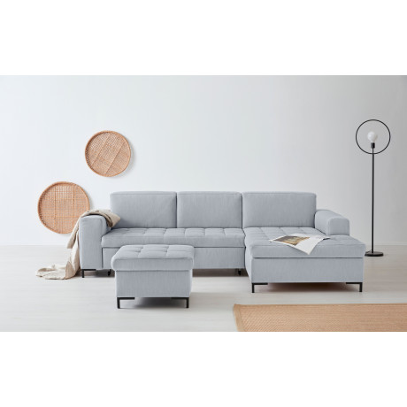 OTTO products Hoekbank Grazzo L-vorm hoogwaardige stoffen van gerecycled materiaal, stiksels op de zitting