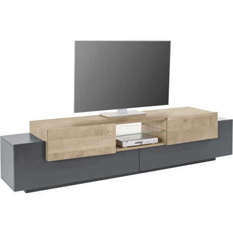 INOSIGN Tv-meubel Coro, lowboard, TV-commode, TV-meubelen, TV-bank met 2 kleppen, 2 deuren, 1 glazen plank, breedte 220